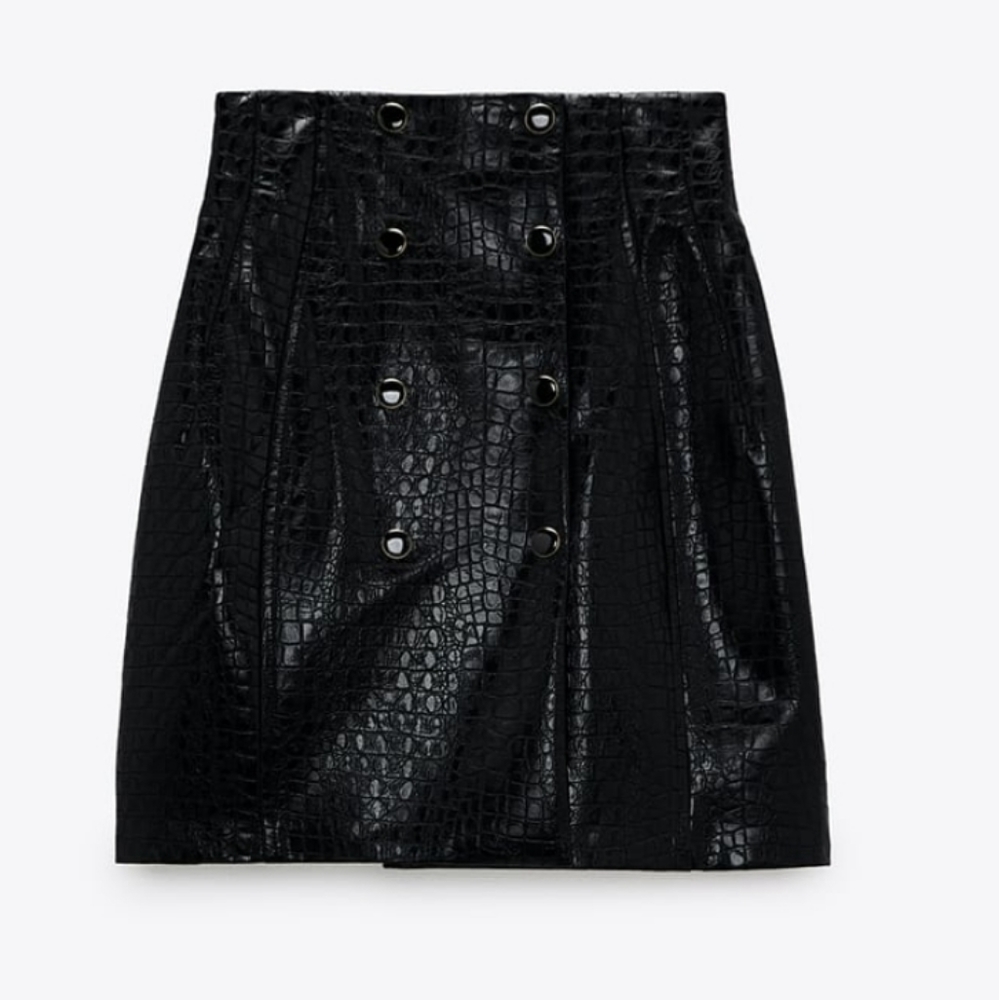 ZARA FAUX LEATHER MINI SKIRT HIGH-WAISTED - Picture 10 of 16